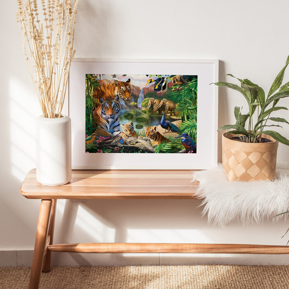 Mindbogglers Deluxe Collection "In The Jungle" 2000 Piece Jigsaw Puzzle – Wildlife & Tiger Scene