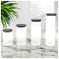 4-Piece Clear Glass Storage Jar Set with Black Airtight Lids