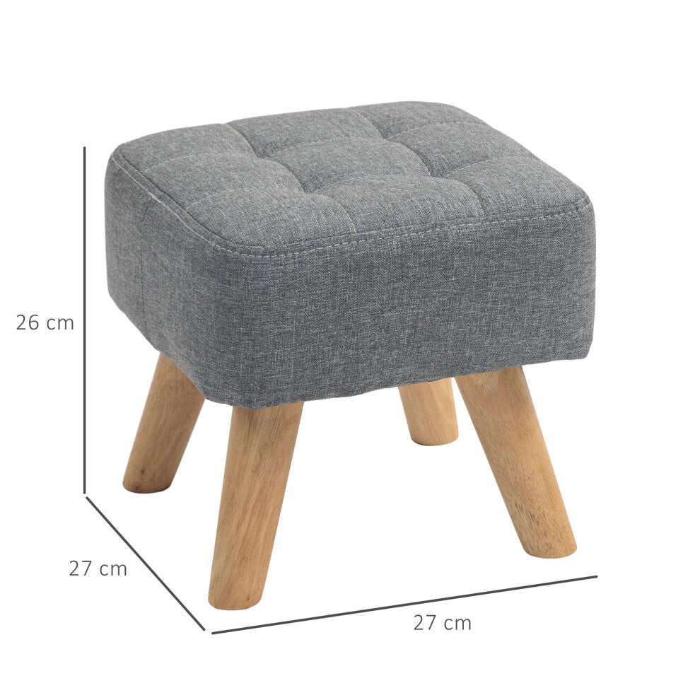 HOMCOM Modern Footstool, Fabric Foot Rest with Rubber Wood Legs, Grey