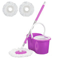 Purple 360° Spin Mop & Bucket Set – Magic Floor Cleaning System with Spin Dry Basket & 2 Microfiber Mop Heads - Truly Yours