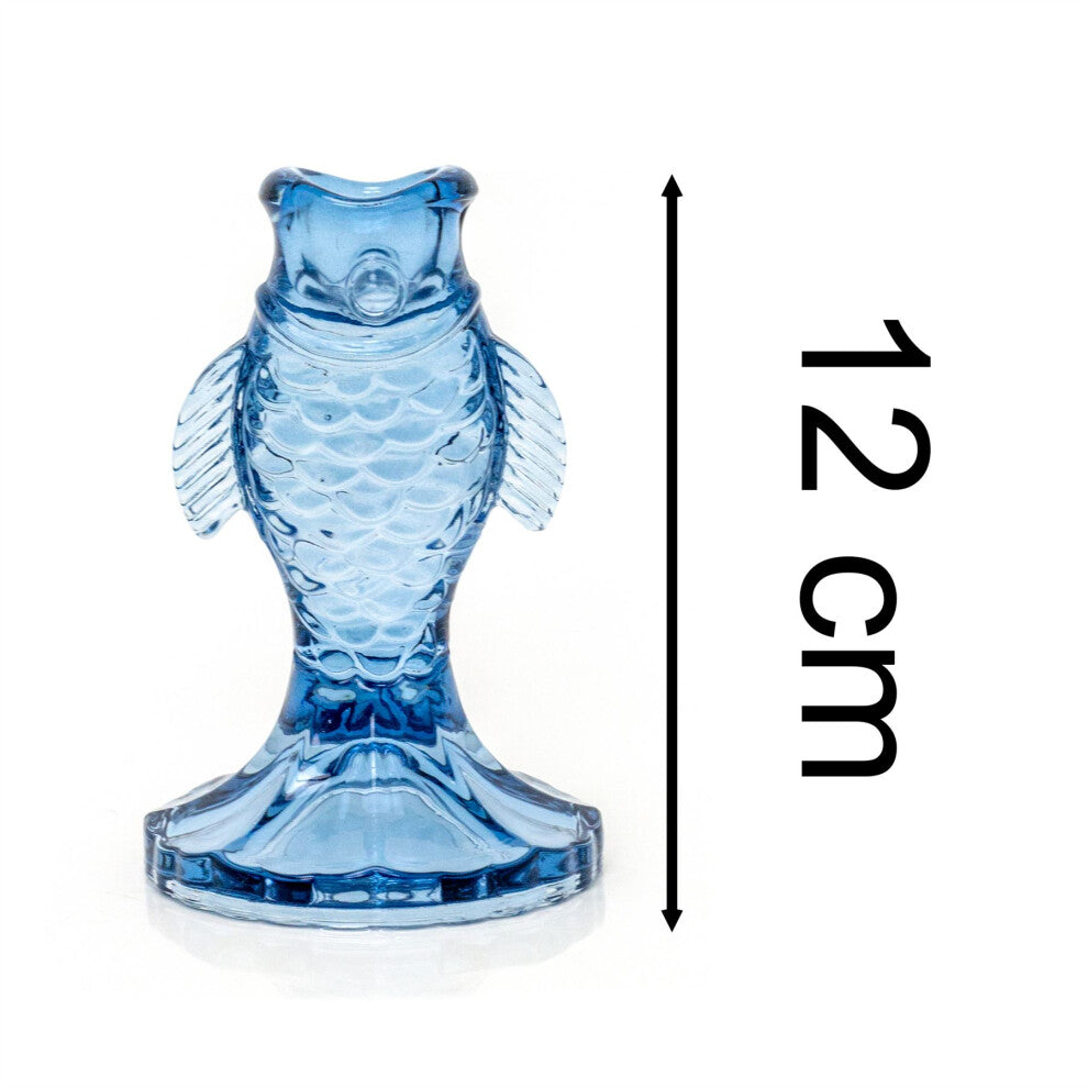Coastal Blue Glass Fish Candle Holder - Truly Yours