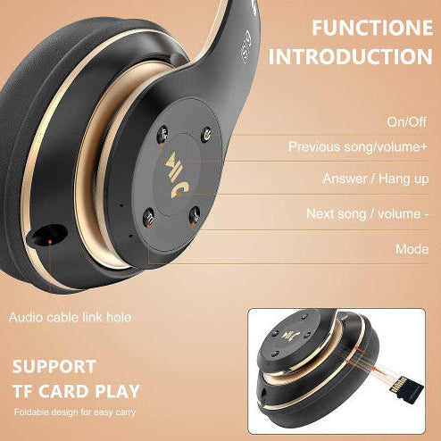 Wireless Headset Foldable Bluetooth Headphones Over Ear 40 Hours Playtime