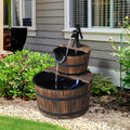 Wooden Water Pump Fountain 2 Tier Cascading Feature Garden Deck - Truly Yours
