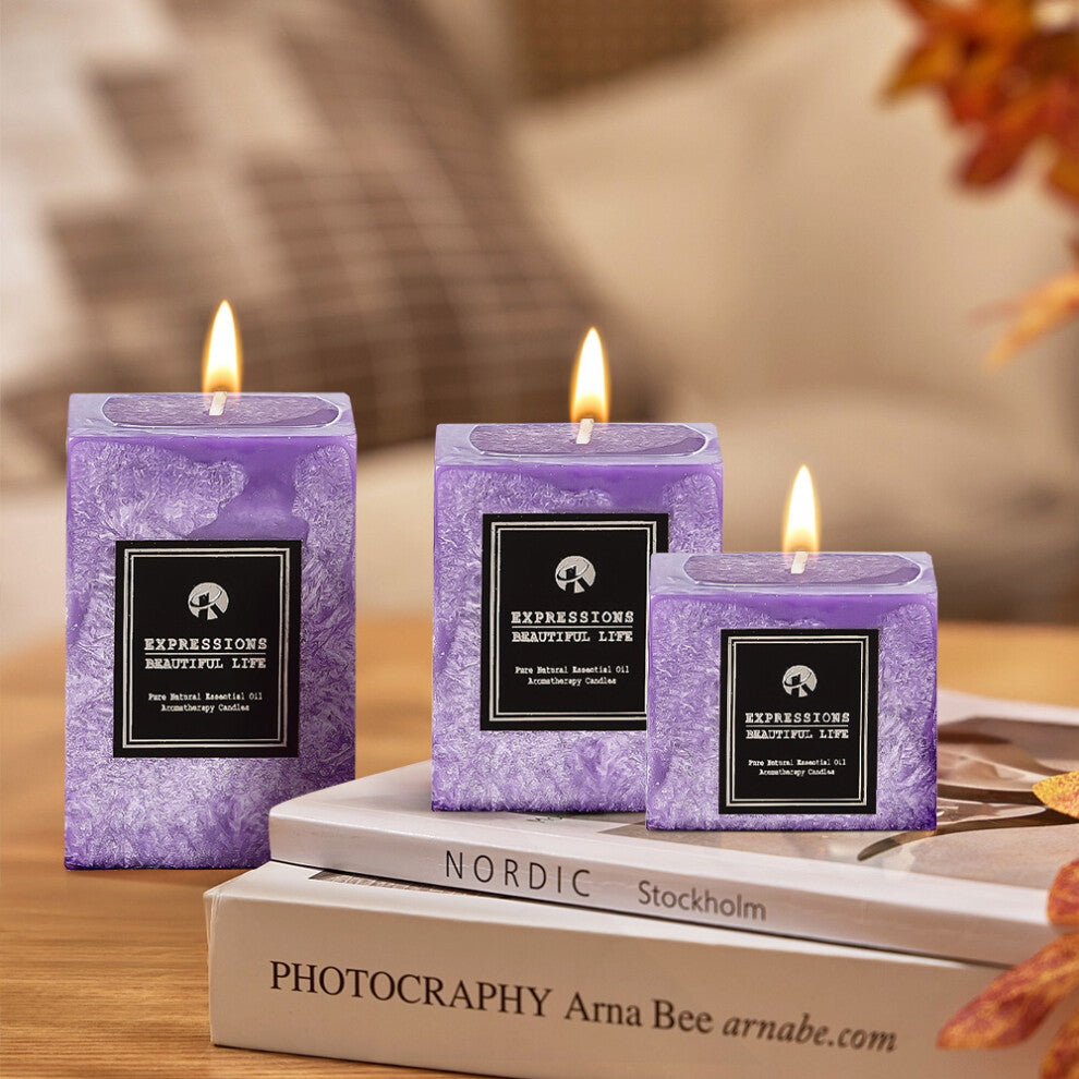 Purple Aromatherapy Lavender Scented Candle Set – 3 Piece