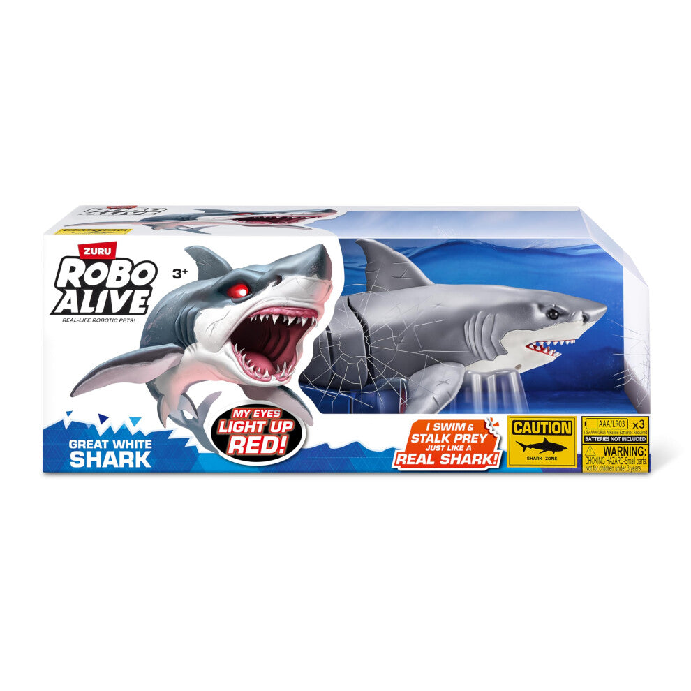 Robo Alive Great White Shark Toy – Lights Up & Swims