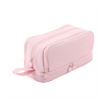 Pink Large Capacity Pencil Case – Multi-Compartment Canvas Pen & Stationery Organiser