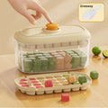 Beige Double Layer Ice Cube Mold with Lid & Ice Scoop & Storage Box 56 Grids - Truly Yours