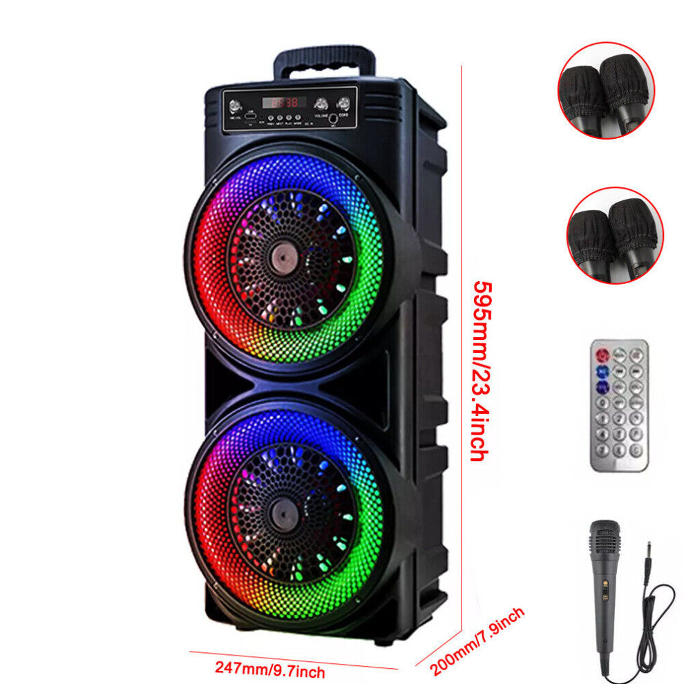 6000W Bluetooth Party Speaker with Dual Subwoofers, RGB Lights & Wireless Microphone