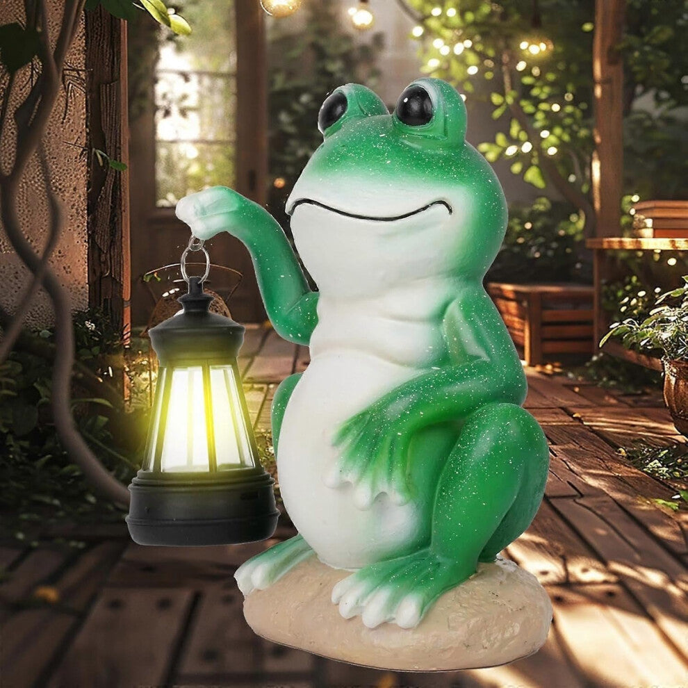 Solar Frog Garden Ornament with Lantern