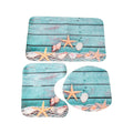 3-Piece Coastal Seashell Bathroom Mat Set – Non-Slip Bath, Toilet & Pedestal Rug Set