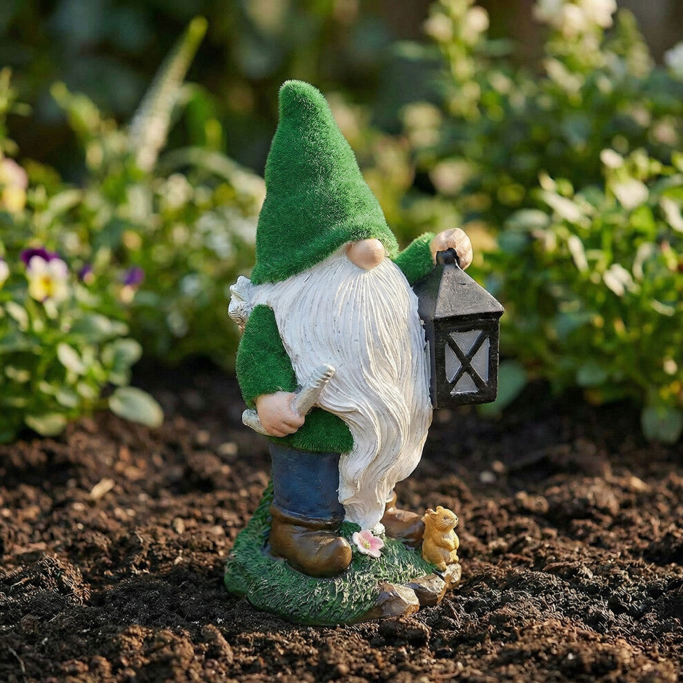 Solar-Powered Garden Gnome with LED Lantern – Outdoor Decorative Light Ornament