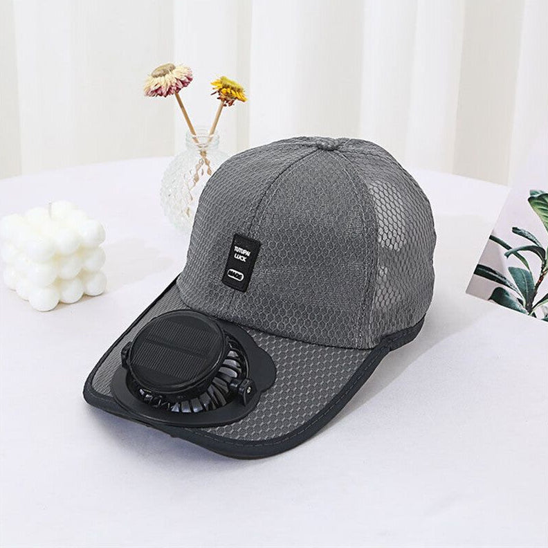 USB Rechargeable Solar Fan Cap – Breathable Mesh Summer Hat