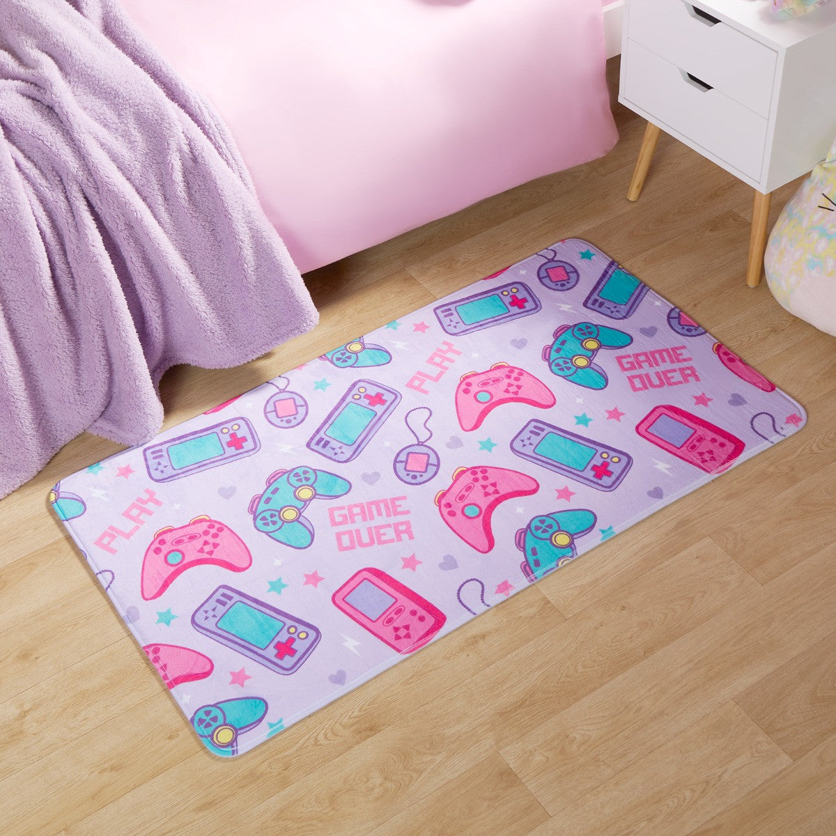 Kids Washable Supersoft Gaming Rug - Lilac