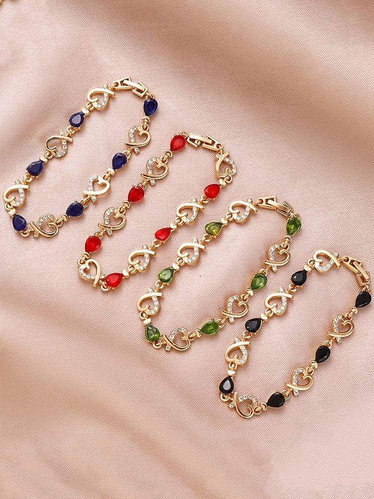 Heart Crystal Charm Bracelet - Truly Yours