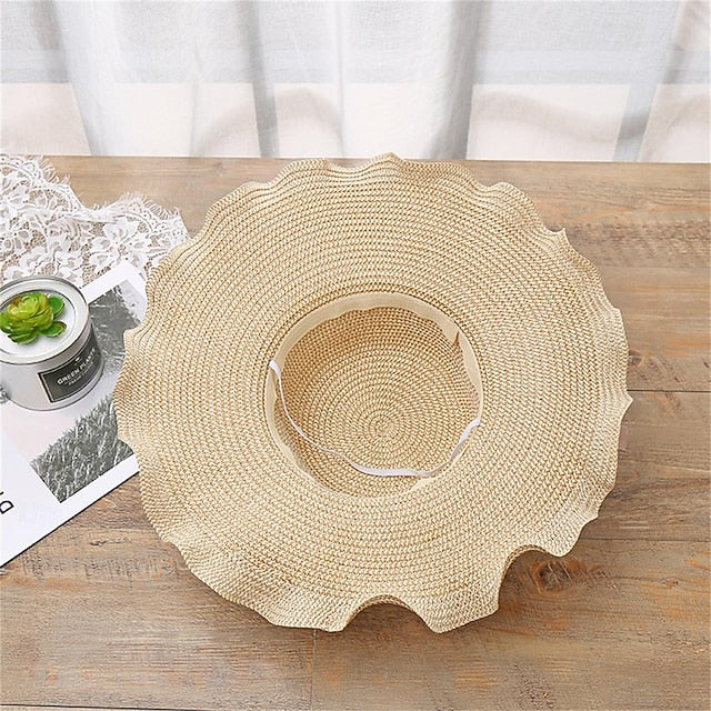 Women's Wide Brim Straw Sun Hat with Floral Decoration - Truly Yours