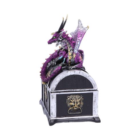 Reptilian Riches Dragon Sitting on a Treasure Chest Storage Box