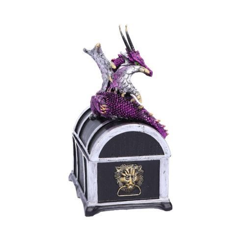 Reptilian Riches Dragon Sitting on a Treasure Chest Storage Box