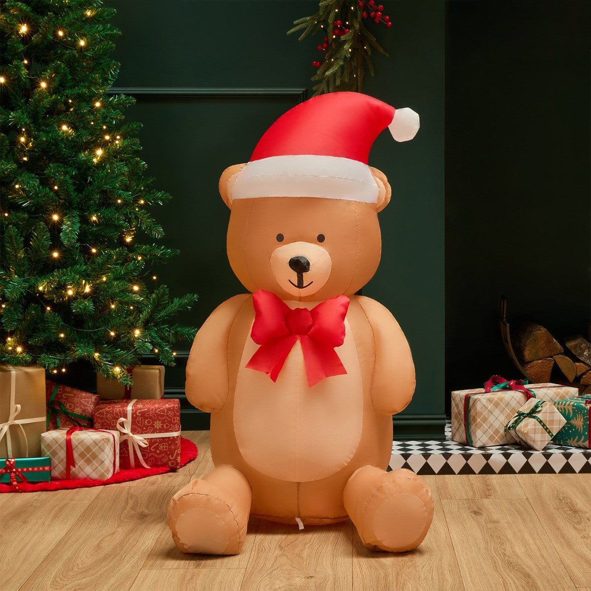 Indoor/Outdoor Inflatable Christmas Bear Decoration - Brown In stock