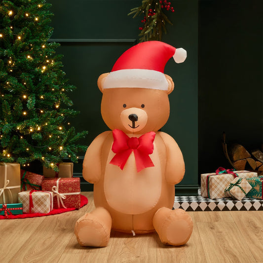 Indoor/Outdoor Inflatable Christmas Bear Decoration - Brown In stock