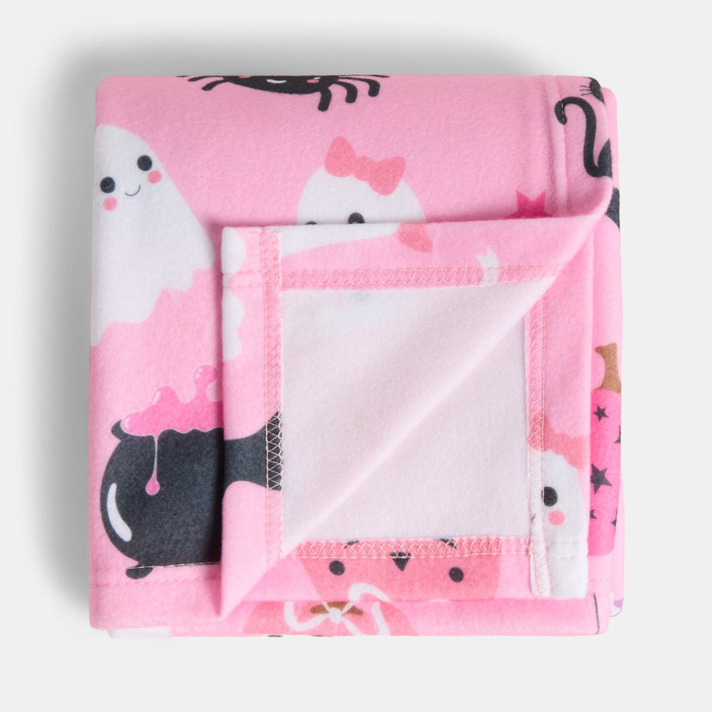 Girl Ghost Fleece Throw - Pink
