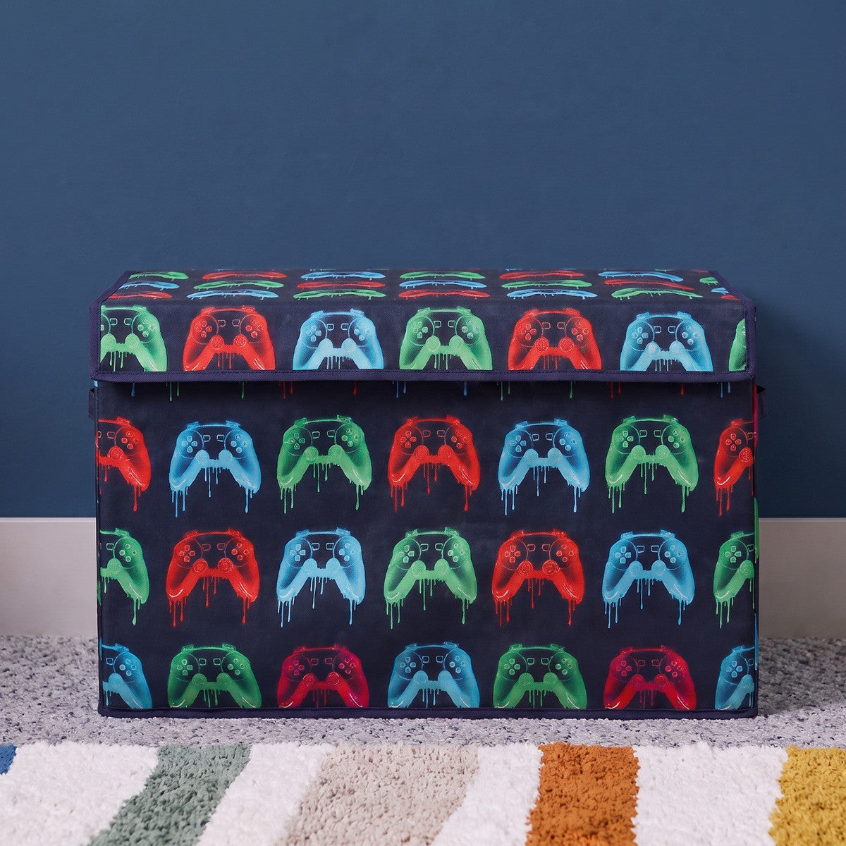 Neon Drip Gaming Print Large Collapsible Storage Box With Lid - Multi