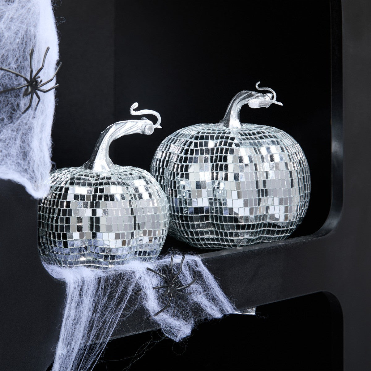 2 Pack Pumpkin Disco Balls - Silver