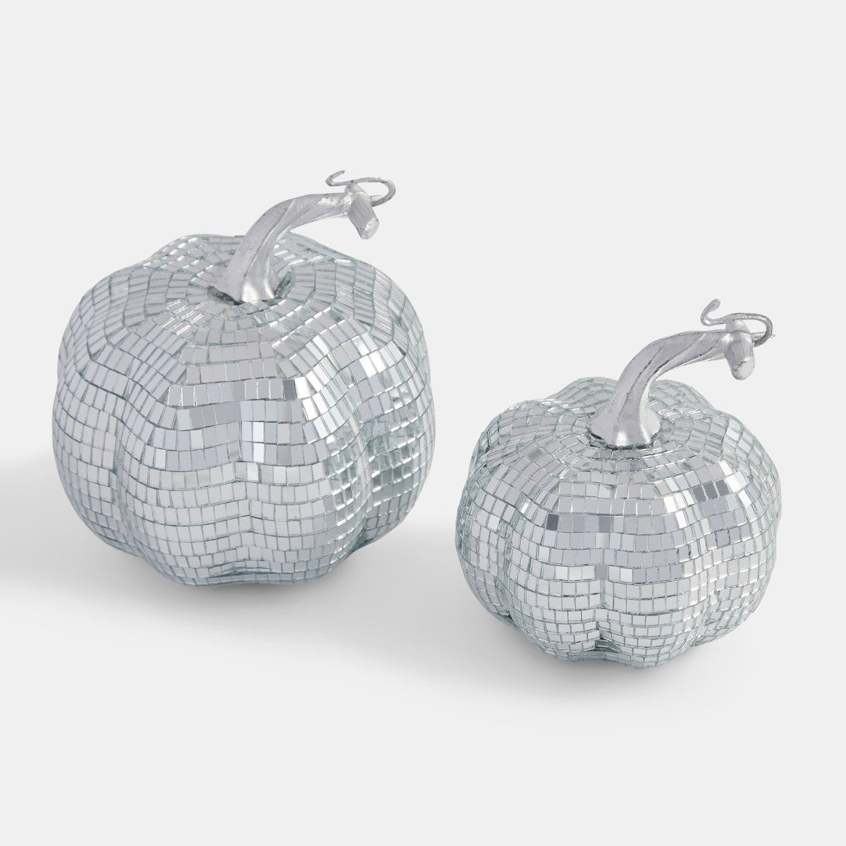 2 Pack Pumpkin Disco Balls - Silver