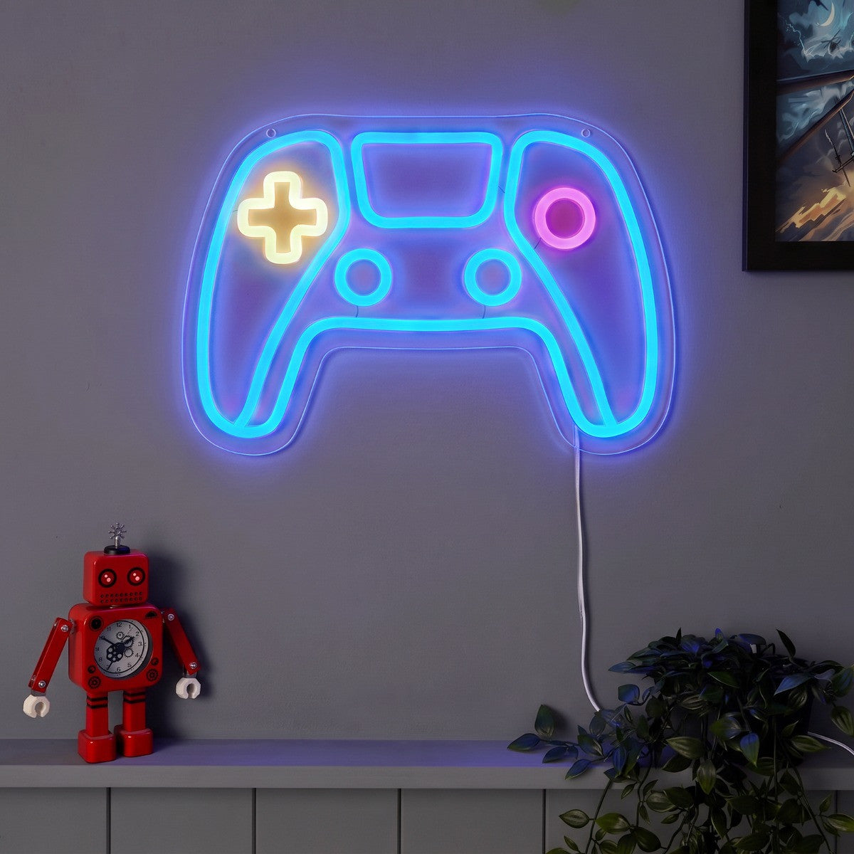Gaming Controller LED Sign - Blue