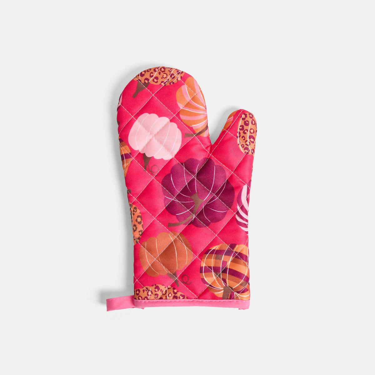 Pumpkin Print Oven Mit & Pot Stand Set - Hot Pink