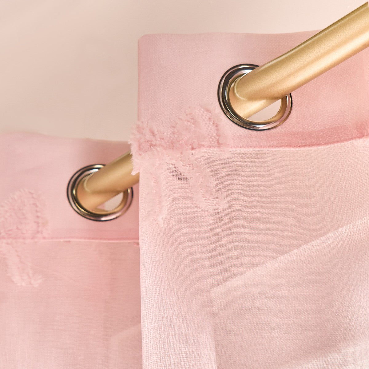 Bows Tufted Voile Curtains - Pink