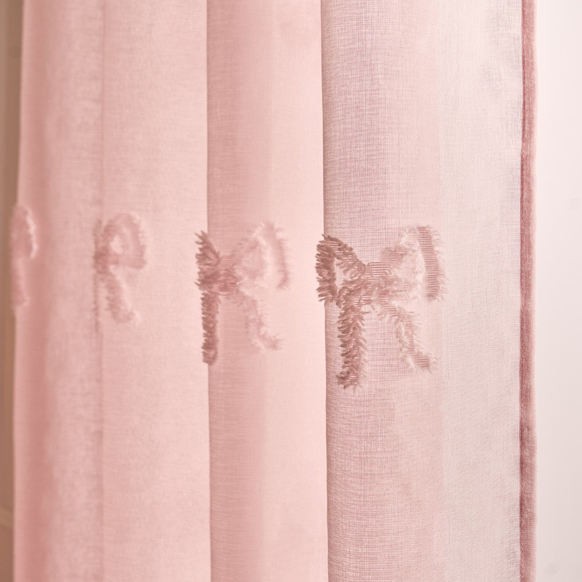 Bows Tufted Voile Curtains - Pink - Truly Yours