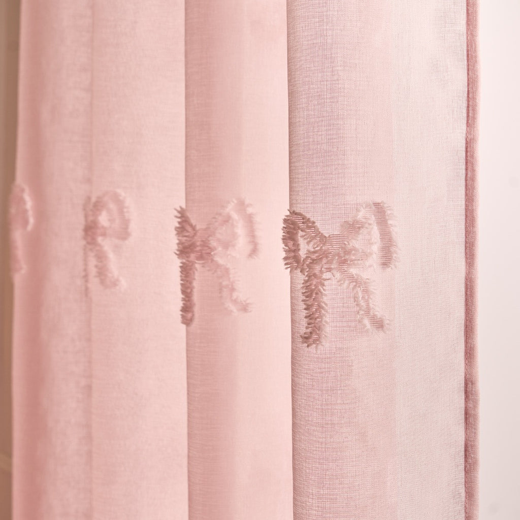 Bows Tufted Voile Curtains - Pink - Truly Yours