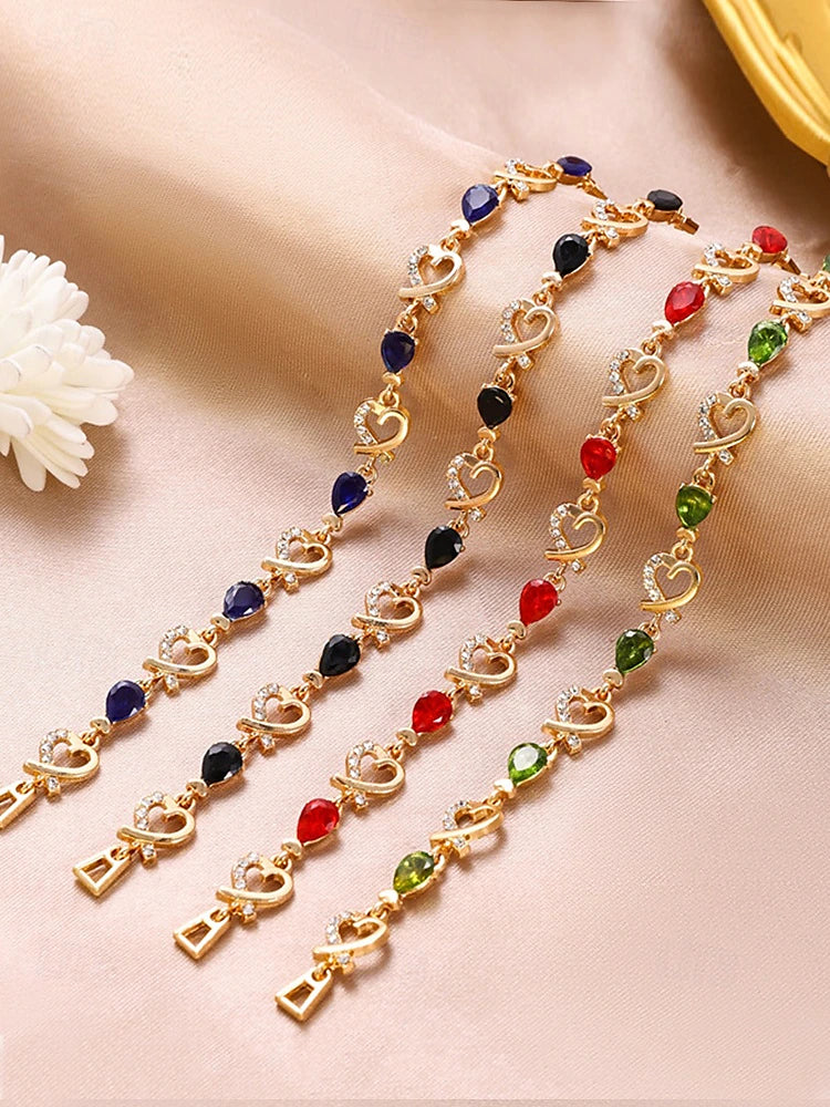 Heart Crystal Charm Bracelet - Truly Yours